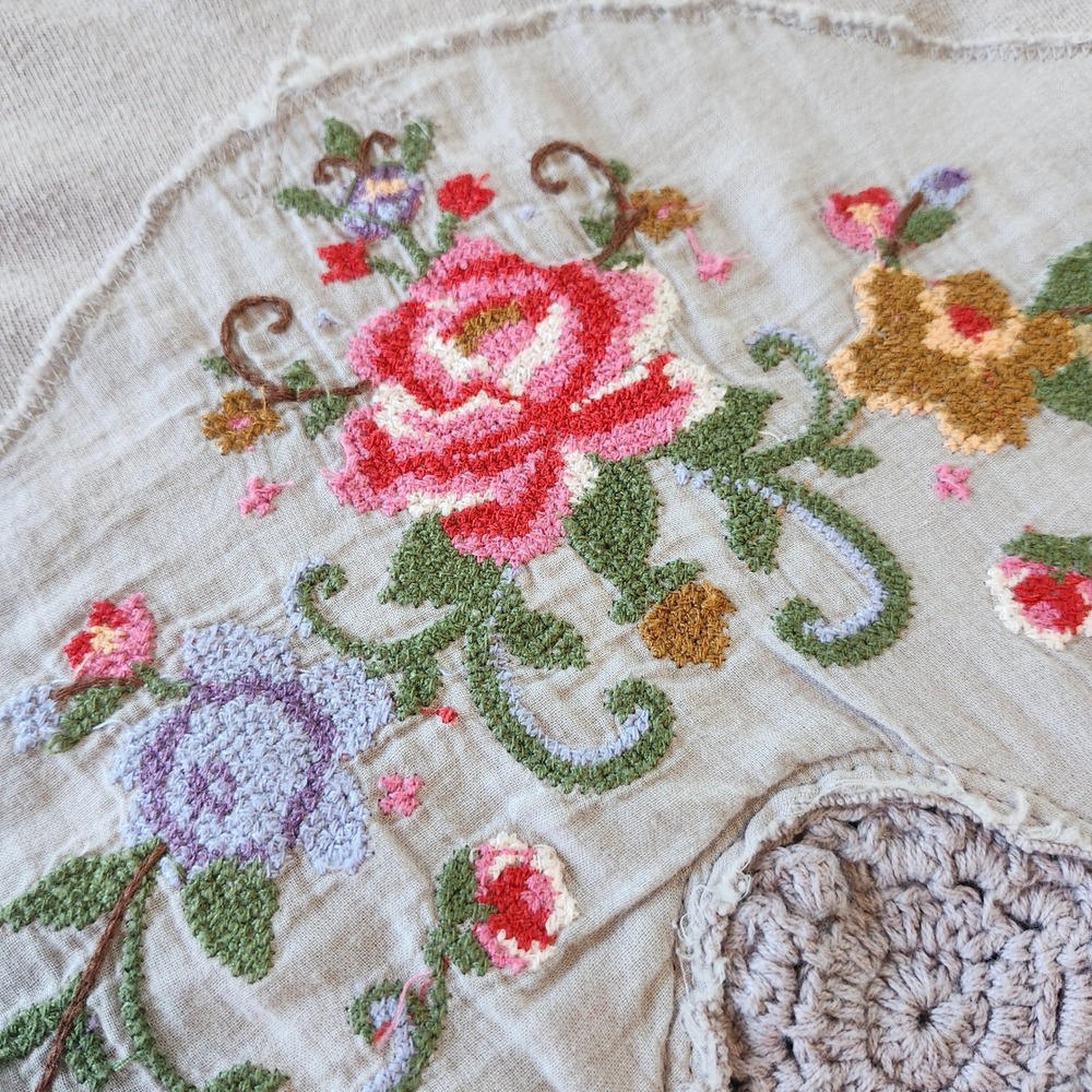 Free People Kennedy Tunic Embroidered Babydoll Top Shirt Crochet Lace Womens XL - Picture 7 of 8